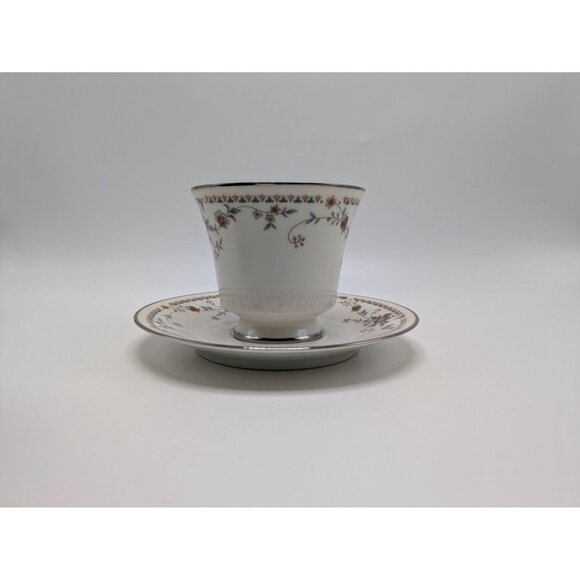 Adagio by Noritake Ivory 7237 Footed Cup Saucer Accented Formal Floral Vintage - Picture 10 of 17